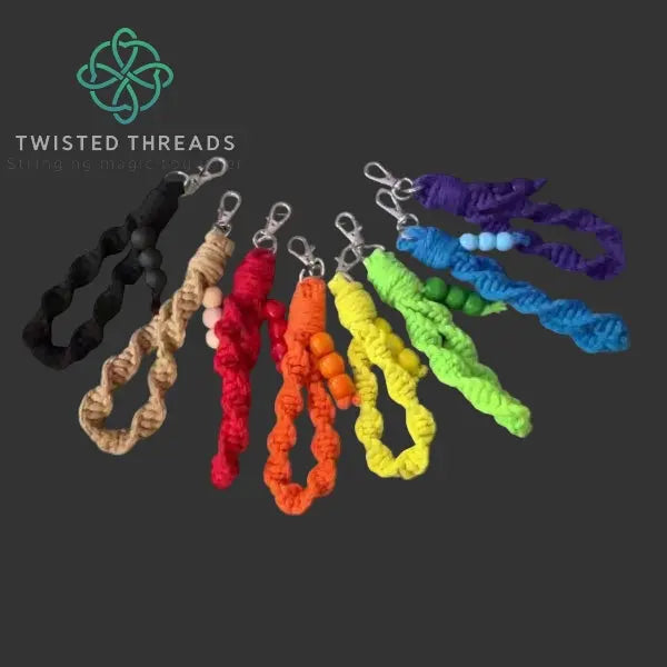 Set of colorful keychains on a black background